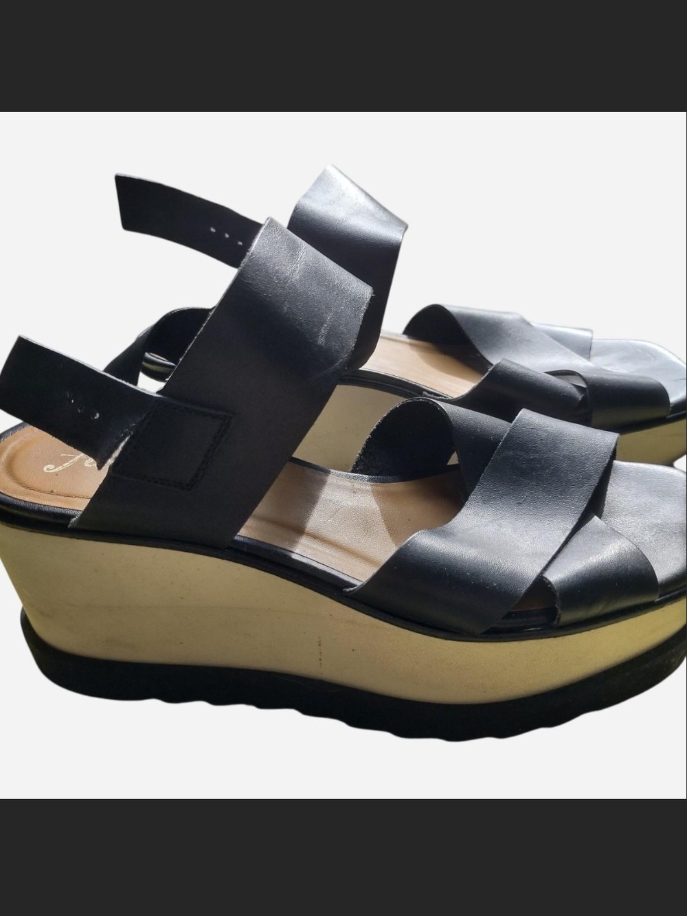 Women’s Black Platform Wedge Sandals - Sleek Strappy Design